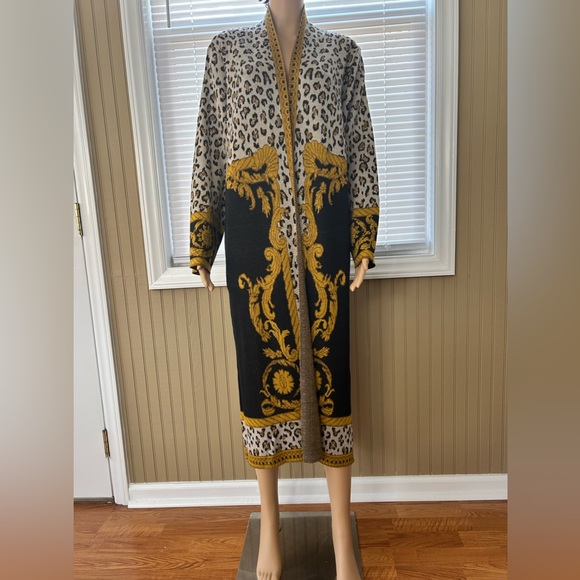 Maxsport Leopard Print Cardigan with Gold Details and Pockets ~ Size XL - Picture 1 of 6